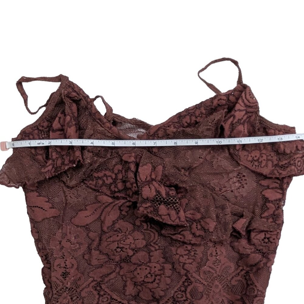 American Eagle Burgundy Rust XXS AE Ruffled Lace Cami Tank Top - Picture 7 of 9